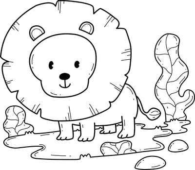 animals coloring book alphabet. Isolated on white background. Vector cartoon lion.