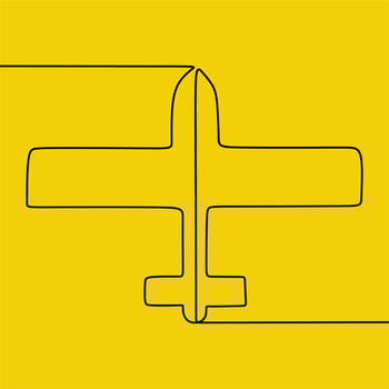 continuous line drawing on plane vector