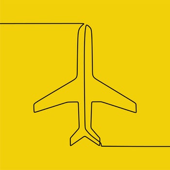 continuous line drawing on plane vector