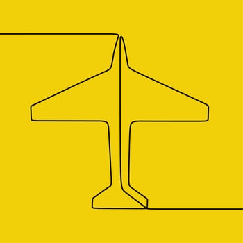 continuous line drawing on plane vector