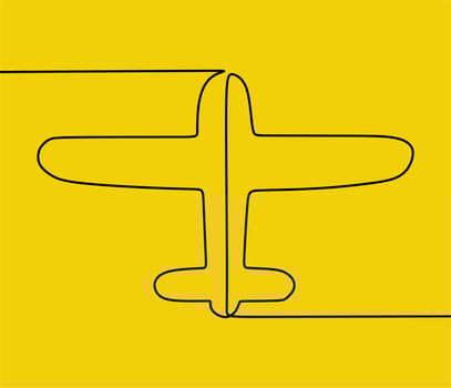 continuous line drawing on plane vector