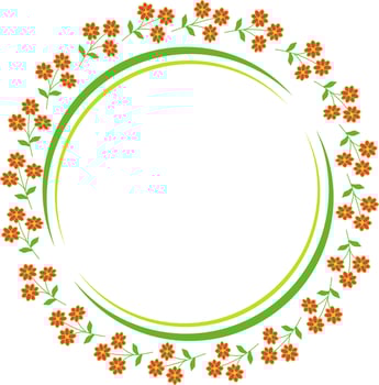 Flowers round frame. Vector illustration in cartoon style