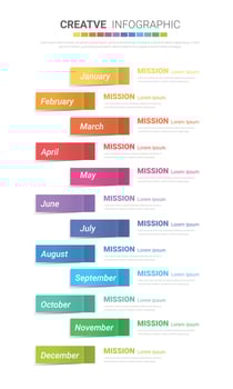 Business infographics template for 12 months. vector