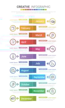 Business infographics template for 12 months vector