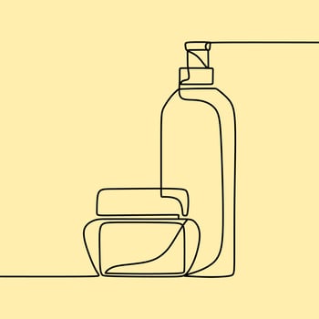 continuous line drawing on skincare vector