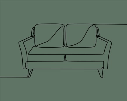 continuous line drawing on sofa vector