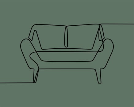 continuous line drawing on sofa vector