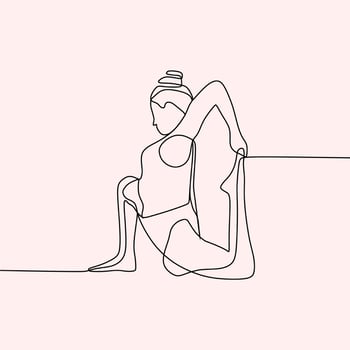 continuous line drawing on sports people vector