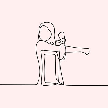continuous line drawing on sports people vector
