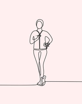 continuous line drawing on sports people vector