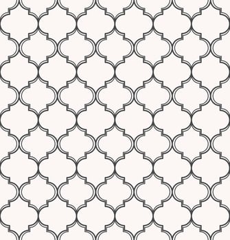 Moroccan trellis or geometric quatrefoil seamless pattern with black and white cream color background. Use for fabric, textile, cover, interior decoration elements, wrapping. vector