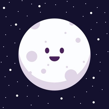 Cute Moon Cartoon Vector Illustration With Space background