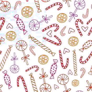 Doodle sweets candy seamless pattern vector