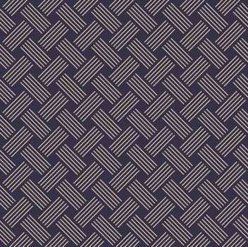 Geometric lines weave seamless pattern with modern contemporary golden blue color background. Use for fabric, textile, cover, interior decoration elements, wrapping. vector