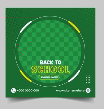 School admission social media post banner design. back to school social media post banner design. Back to school admission promotion banner. school admission template for social media ad. vector