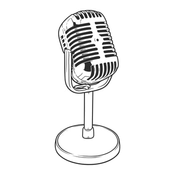 Microphone line art illustration vector