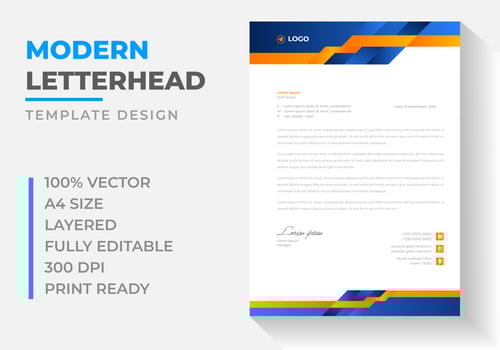 corporate modern business  letterhead design template with blue color. creative modern letter head design template for your project. letterhead, letter head, simple  business letterhead design. vector