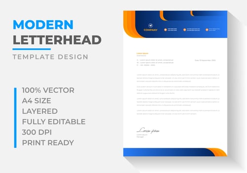 corporate modern business  letterhead design template with blue color. creative modern letter head design template for your project. letterhead, letter head, simple  business letterhead design. vector