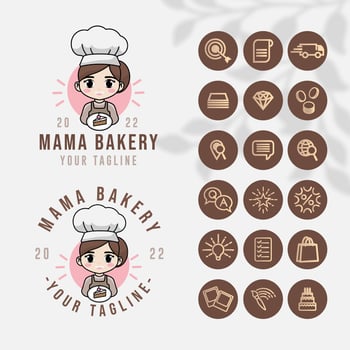 chef kitchen logo for food restaurant and cafe template with icon vector