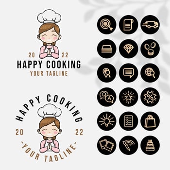 chef kitchen logo for food restaurant and cafe template with icon vector