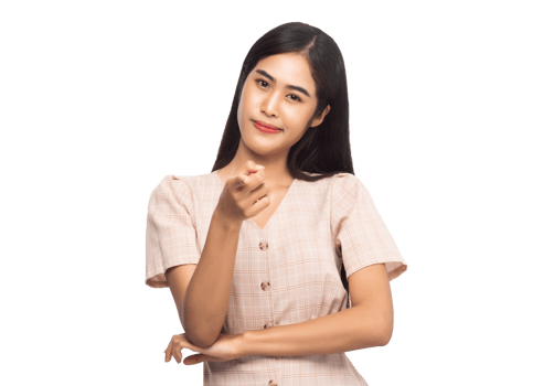 Asian woman thinking an idea, Png file