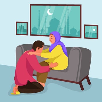 Happy Eid Al Fitr with Forgiveness Tradition Concept vector