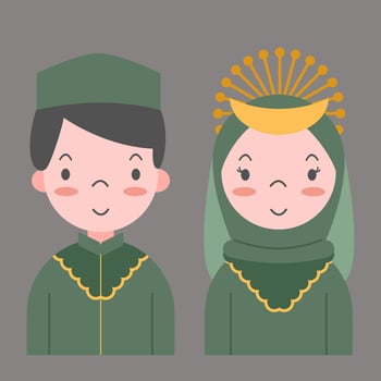 Indonesian muslim wedding couple vector