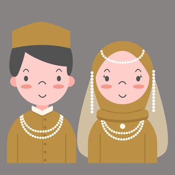 Traditional indonesian wedding couple avatar vector