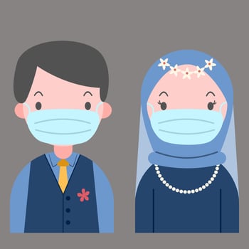 Muslim wedding couple in blue vector