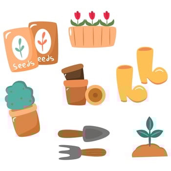Hand drawn gardening clip art vector