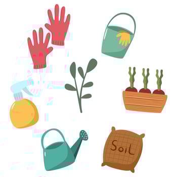 Cute gardening tools clip art vector