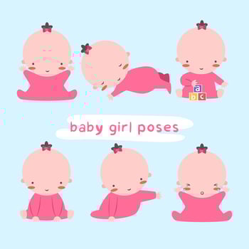 Baby girl poses clip art vector