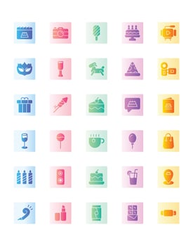 Birthday Icon Set 30 isolated on white background vector