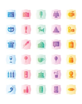 Birthday Icon Set 30 isolated on white background vector
