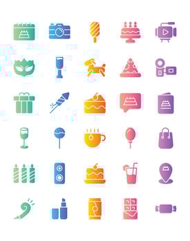 Birthday Icon Set 30 isolated on white background vector