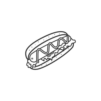 Outline icon of hot dog vector illustration