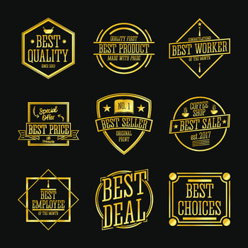 Business Marketting Gold Badges Collection vector