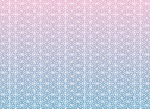 Asanoha Japanese traditional pattern with gentle feminine blue pink gradient color background. Use for fabric, textile, cover, wrapping, decoration elements. vector