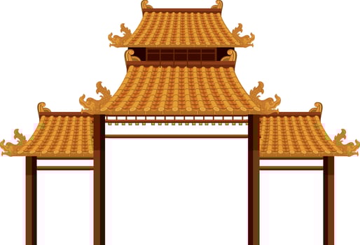 Chinese traditional architectures on white background vector