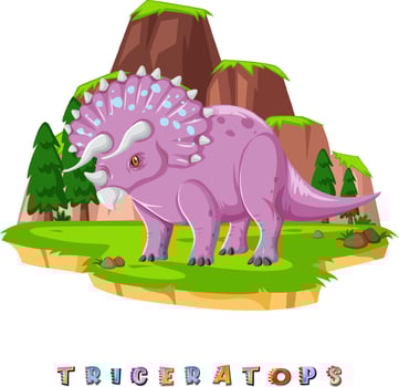 Dinosaur wordcard for triceratops vector