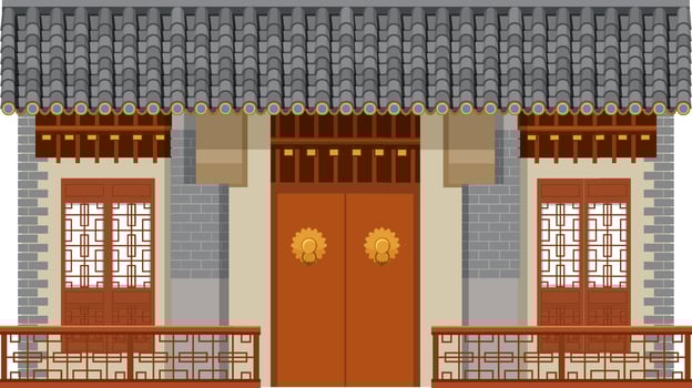 Chinese traditional building on white background vector