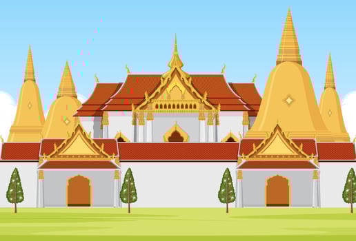 Thailand iconic tourism attraction background vector