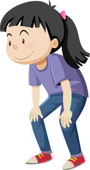 Active girl simple cartoon character vector
