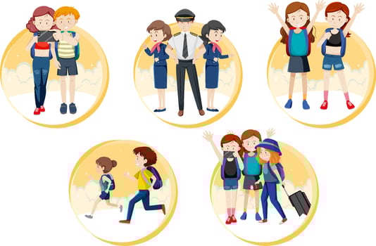 A set of Travel holiday theme man and women on white background vector
