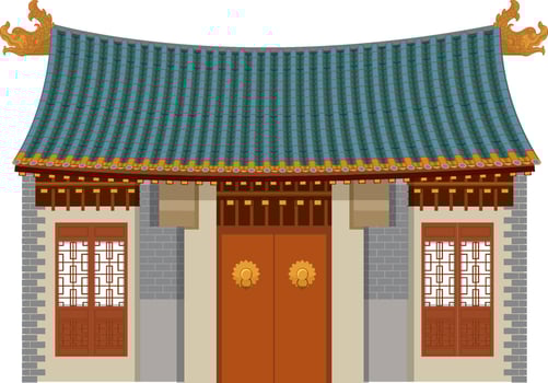 Chinese traditional building on white background vector