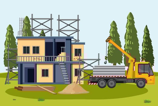 Cartoon scene of building construction site vector