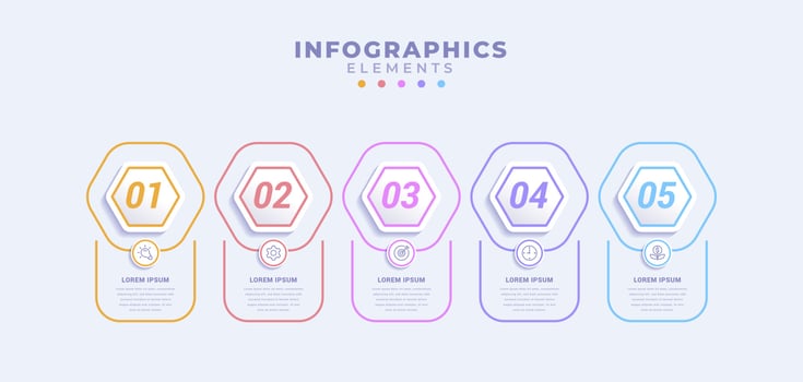 Business infographic template with five options or process vector