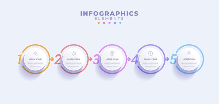 Business infographic template with five options or process vector