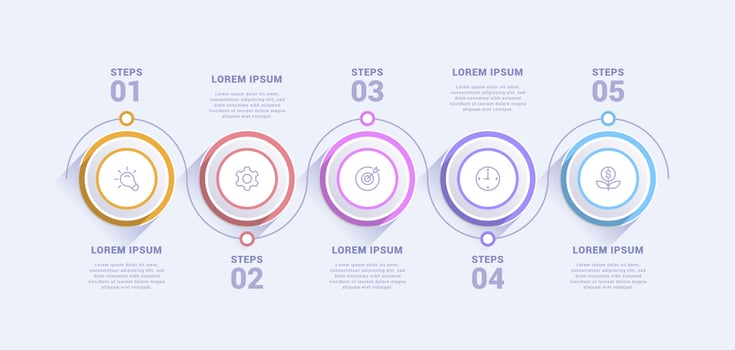 Business infographic template with five options or process vector