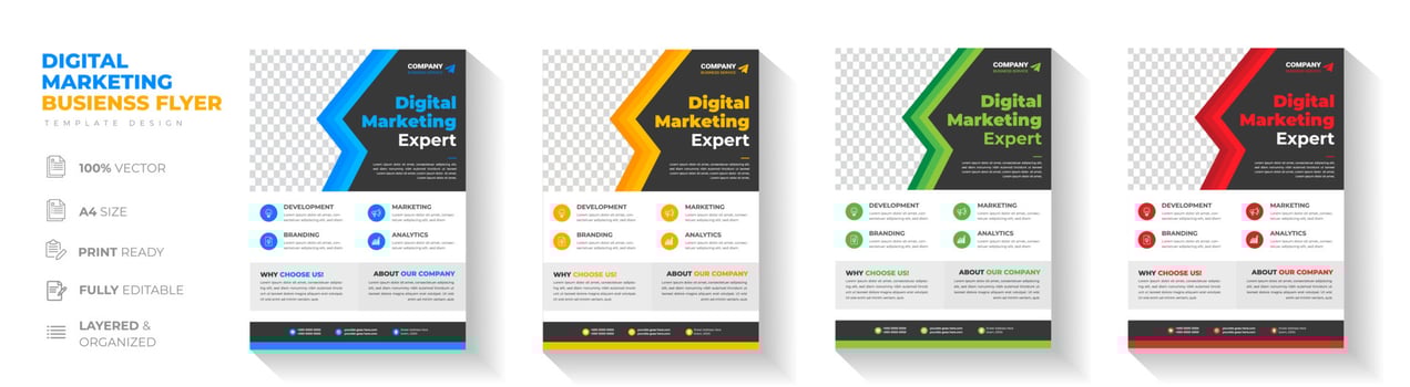 Corporate business flyer template design. digital marketing agency flyer, business marketing flyer. grow your business digital marketing new flyer. digital marketing flyer vector